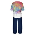 thumbnail image 5 of Teissuly Women's Casual Round Neck 5/4 Sleeve Top And Pants Digital Printing Two-piece Set, 5 of 5