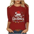 thumbnail image 2 of Elvqul Ugly Tops for Women 3/4 Sleeve Shirts Plus Size Christmas Red Holiday Crew Neck Womens Tops Pullover, 2 of 5