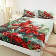 thumbnail image 3 of Manfei Cardinal Bird Full Size Sheets,Merry Christmas Bed Sheets,Red Berry Sheet Sets For Girl Teens,Breathable Home Decor,4-Piece, 3 of 7