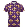 thumbnail image 4 of Purple Bright Mardi Gras - Fleur De Lis Men Zipper T-shirt Summer Casual Short Sleeve T-shirt Top, 4 of 7