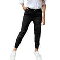 thumbnail image 1 of Pantalones deportivos informales de mujer de cintura alta y color liso con bolsillo - Leggings cortos, cintura elástica, para todas las estaciones - S-XXL, 1 of 6