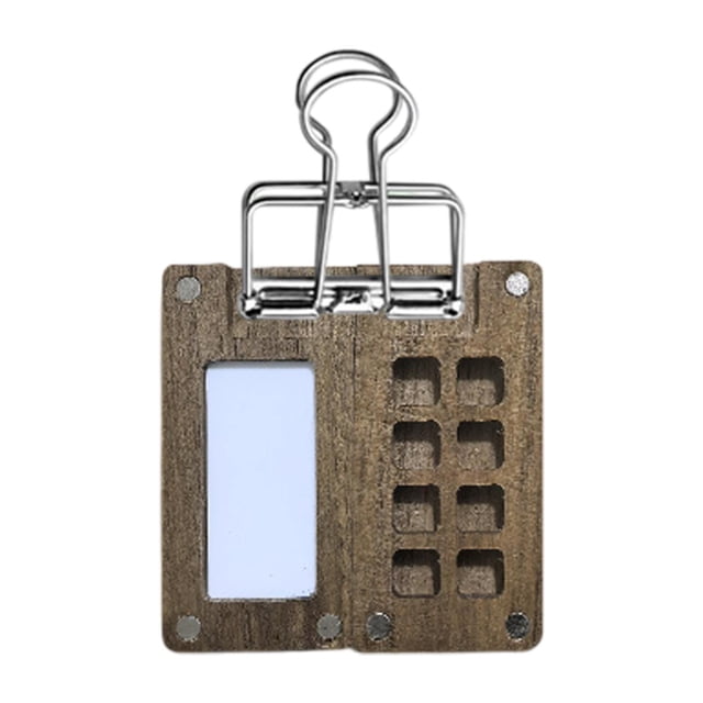 Artista de bolsillo acuarela Juego de viajes Paleta de pintura Mini vacía para acrílico Paleta de pintura al óleo Caja de pintura de la rejilla Nogal 8 agujeros