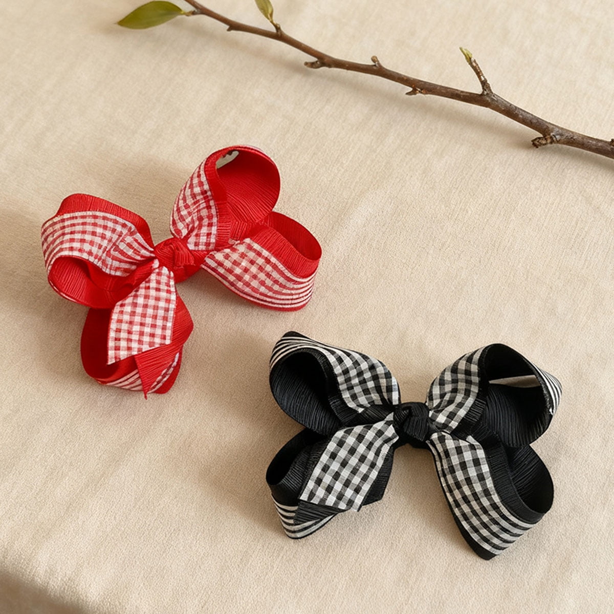 JoyBowie 18 pcs 4.5 inch Hair Bows, Solid & Gingham Alligator Clips for Toddler Girls