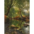 thumbnail image 2 of Mønsted, Peder Mørk 15x18 Black Ornate Wood Framed with Double Matting Museum Art Print Titled - A woodland stream, 2 of 4