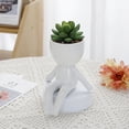 thumbnail image 3 of YAOMOBB Indoor Plant Decoration Pot Creative Craft Desktop Vase Container Small Figure Potted Plant Pot Mini Human Shaped Ceramic Flower Pot, 3 of 7