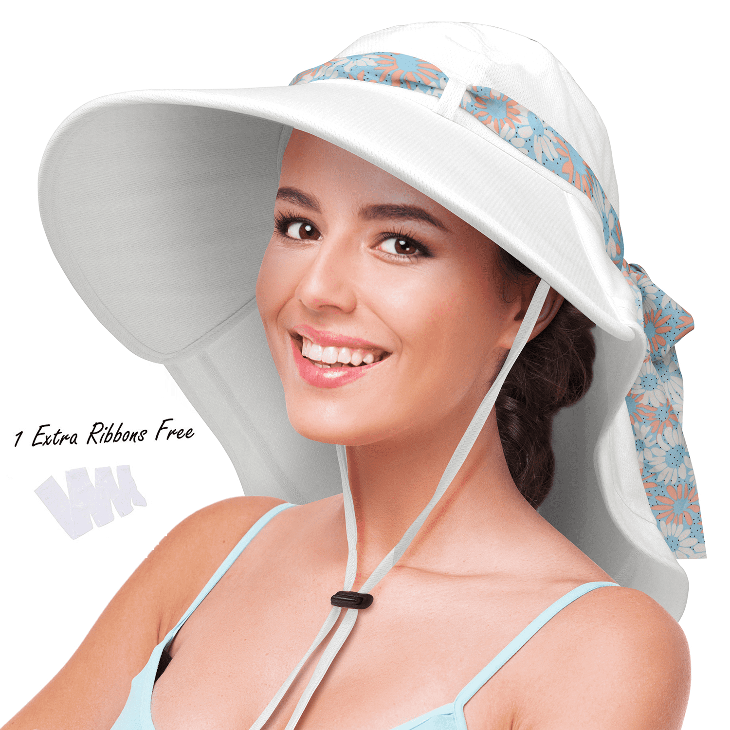 AAVVDGOR Sun Hat for Women Outdoor Wide Brim UV Protection Foldable Mesh Wide Brim Bucket Hat Beach Fishing Hat Sun Sky Blue