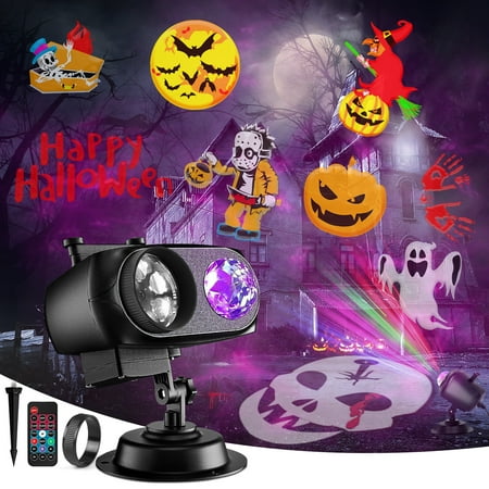 LAYADO Halloween Projector Lights, 12 Slides Patterns & 10 Colors Ocean Wave Waterproof Indoor Outdoor Projector LED Light for Christmas Halloween Holiday Themed Party Garden Decor