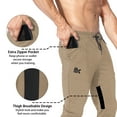 thumbnail image 2 of BROKIG Mens Thigh Mesh Gym Jogger Pants, Casual Slim Fit Tapered Workout Training Sweatpants with Zipper Pocket (X-Large, Beige), 2 of 6