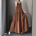thumbnail image 2 of Vestido largo elegante para mujer, con tirantes finos, corte en A, para vacaciones, playa, sin mangas, estilo coreano, informal, de gran tamaño, 2 of 4