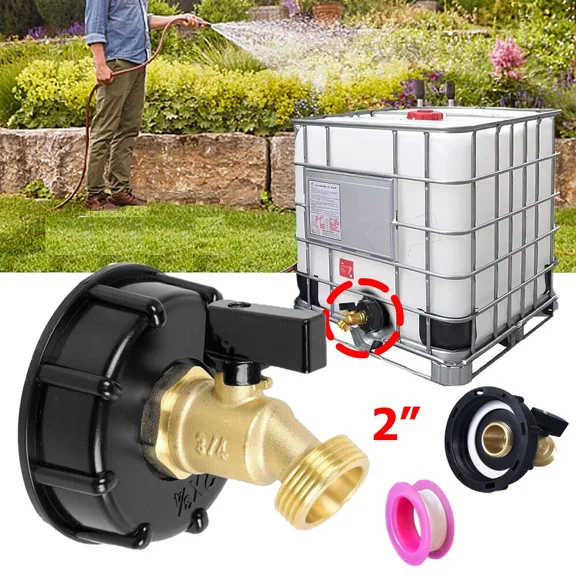 2" 275-330 Gal Ibc Tote Water Tank Hose Adapter Brass Fittings Valve Connector