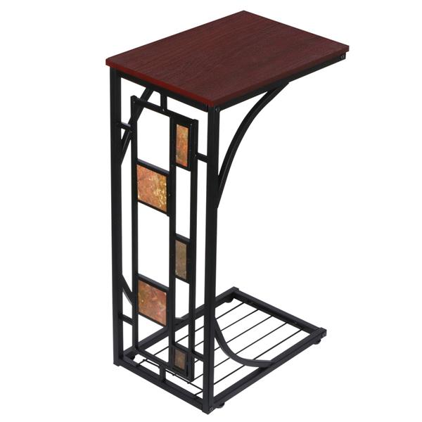 Renwick Traditional C Shaped Wood and Metal End Table, Brown/Black - image 4 of 11