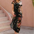 thumbnail image 4 of up to 60% off Gifts Usmixi Formal Dresses for Women Loose Button up Irregular Slit Vintage Long Dresses with Pocket V-Neck Short Sleeve Floral Print Summer Maxi Dress Red l, 4 of 6