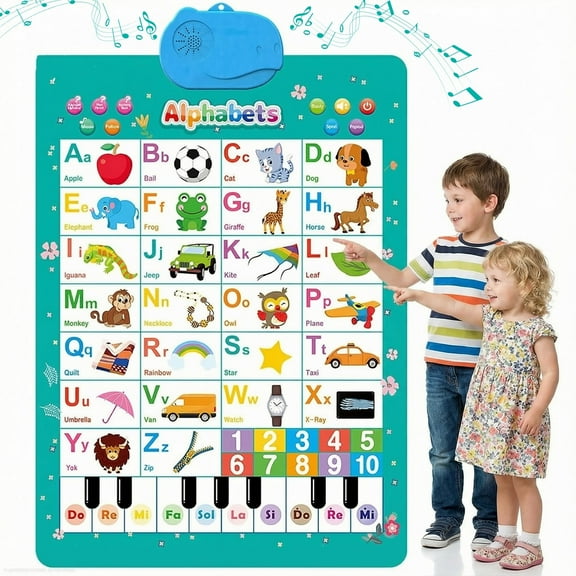 ABSOKE Electronic Alphabet Wall Chart,ABCs,123s,Animal Words & Piano,Interactive Touch Buttons Educational Gift for Toddlers 1-3