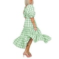 thumbnail image 2 of Family Matching Parent-Child Dress, Square Neck Plaid Pattern Tie-Up Ruffled Dress, 2 of 3