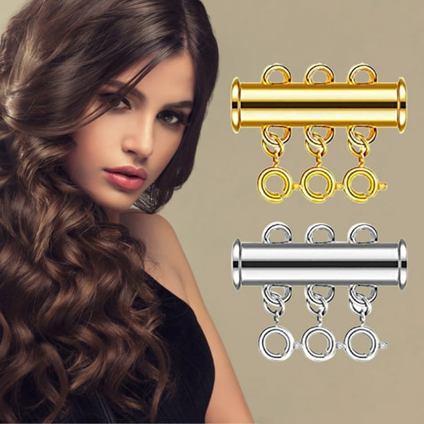 Collar para mujer, joyería para mujer, collar de 2 tamaños y 2 colores con hebilla magnética y conector deslizante, 2 piezas.