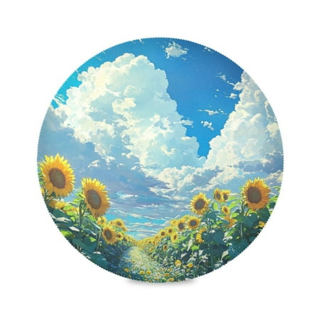

15.4inch Round Placemats DIY Printing Design Suitable for Kitchen Table Party Decoration Sunflower Avenue
