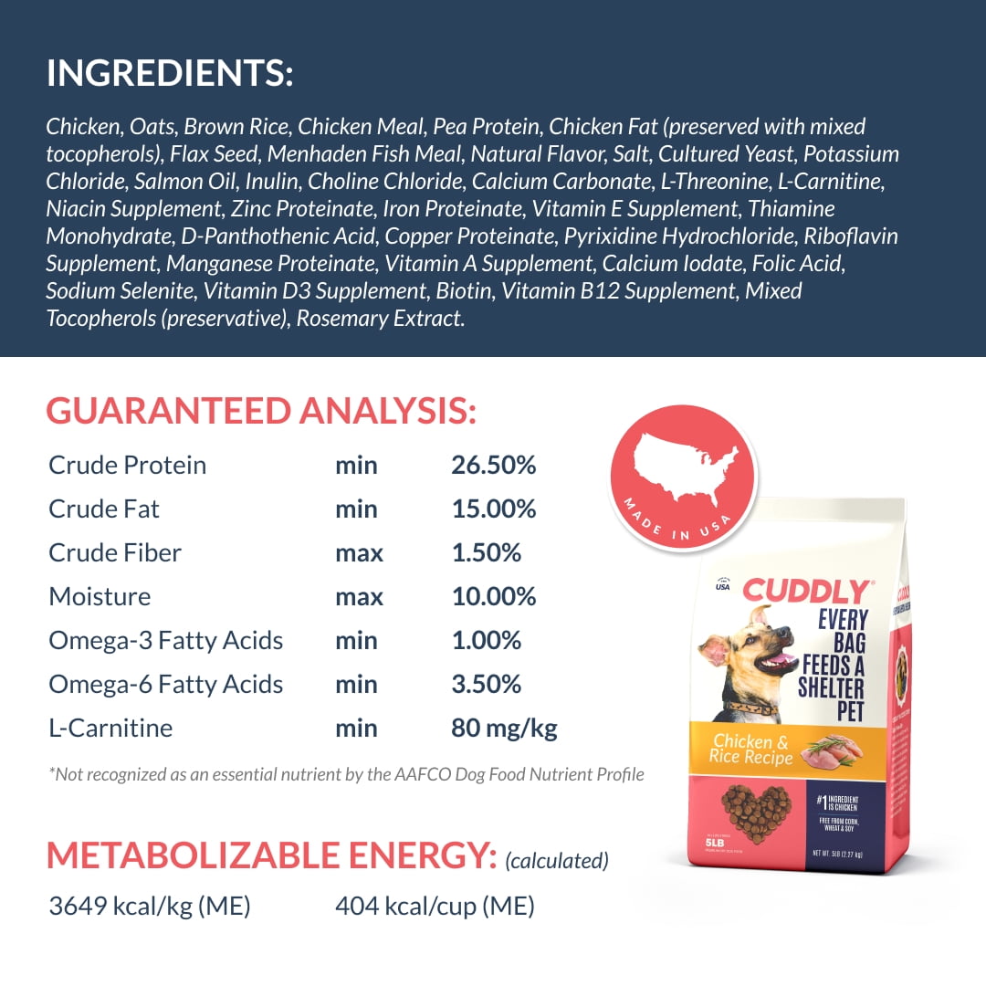 CUDDLY Dry Dog Food, Chicken & Rice, 25lb Bag