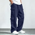 thumbnail image 2 of Falkdiz Boys Fashion Pants Winter Outdoor Pockets Straight Leg Solid Color Trendy Pantalones Trousers for Boys Relaxed fit, Navy, Size: 10-11Years, 2 of 9