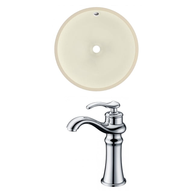 16-in. W Round Bathroom Undermount Sink Set In Biscuit - Chrome Hardware AI-22852