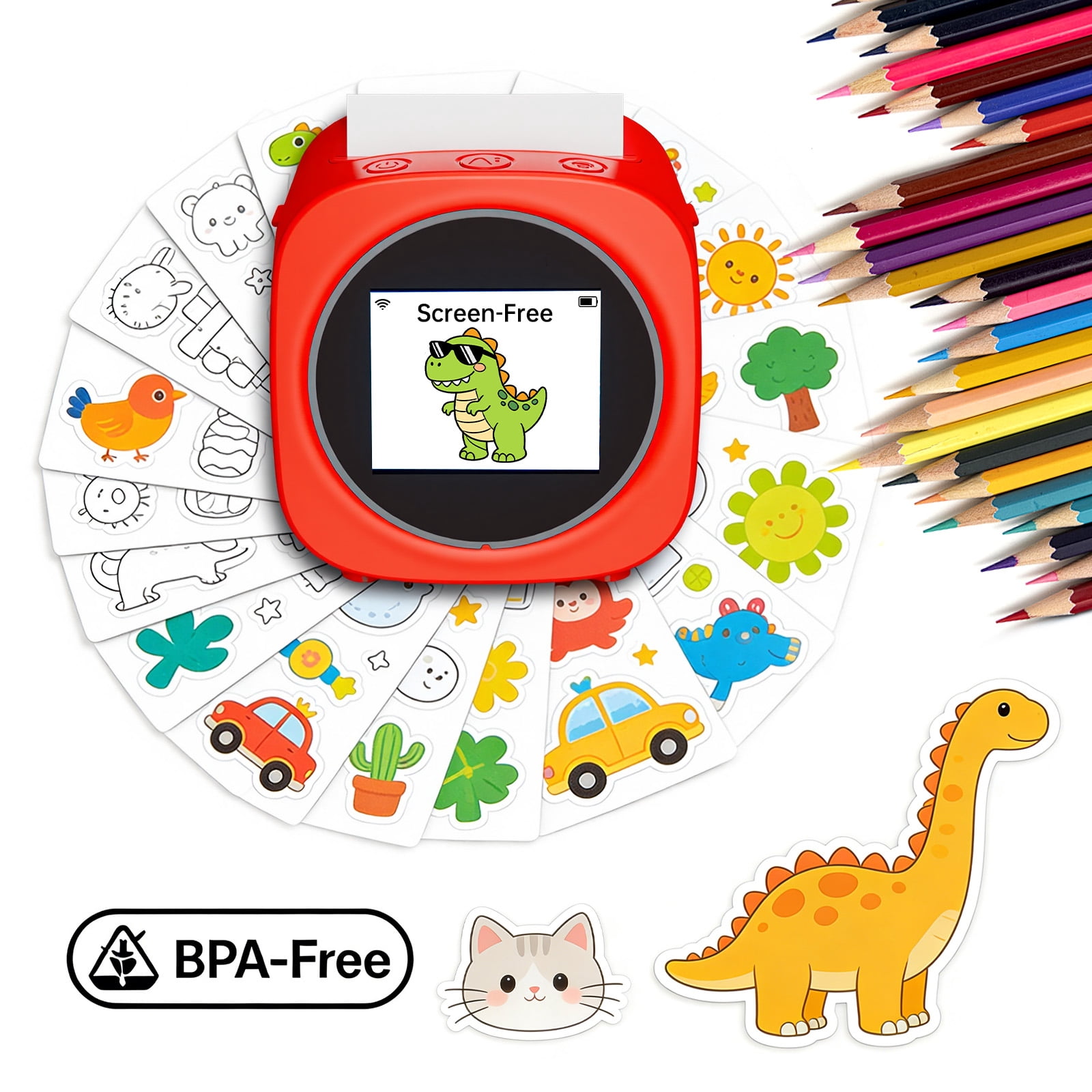 AI Voice-Activated Sticker Printer for Boys And Girls, No Ink, Wireless,Screen-Free Imagination Toy with Safe BPA-Free Paper Rolls,Portable Thermal Mini Inkless Printer