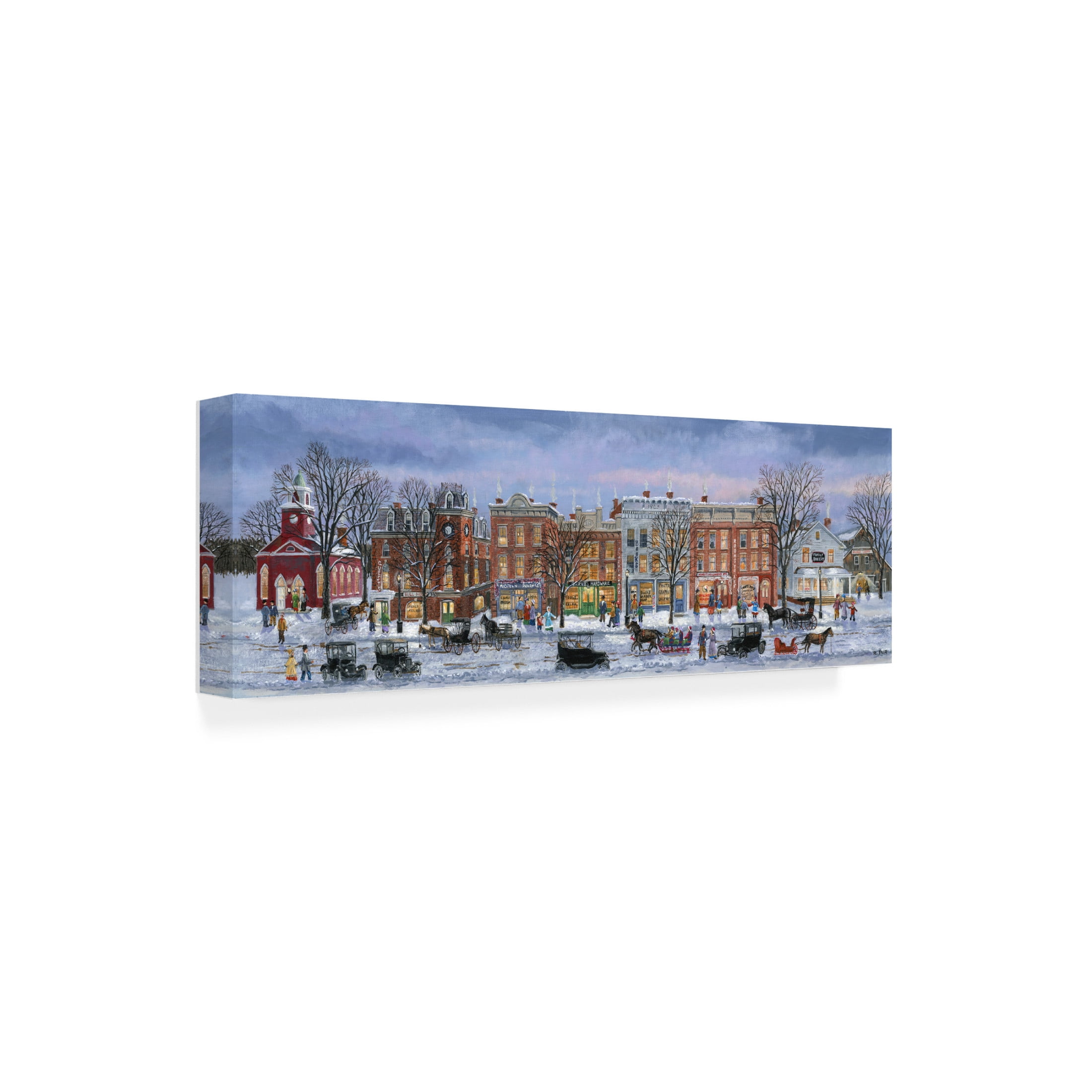 Canvas Wall Art - Bob Fair 'Winter Shopping' Wall Art for Living Room, Bedroom, or Office Décor by Trademark Fine Art - 19 x 6 Inches