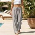 thumbnail image 2 of Wide Leg Pants for Women LSQii Casual Striped Straight Elastic Waist Wide Leg Pants Breathable Loose Relaxed Fit Trousers with Pockets Travel Vacation Summer Wear 2032 (Black,2XL), 2 of 6