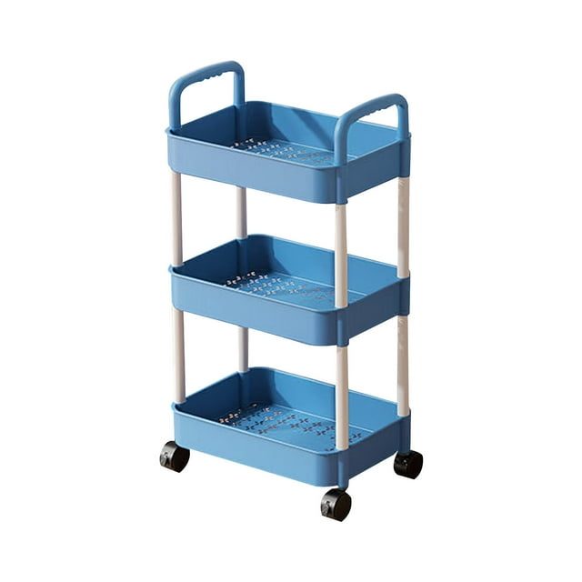 Fesfesfes Système de Rangement Roulant à 3 Niveaux, Chariot Organisateur Polyvalent avec Roues pour l'Organisation du Bureau et du Salon, Organisateur en Plastique pour Plusieurs Pièces