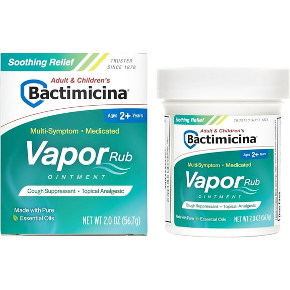 Bactimicina Vapor Rub - Medicated Vaporizing Rub to Ease Breathing and Suppress Cough - Chest Balm with Eucalyptus Essential Oil, Camphor and Menthol 2 OZ (56.7 g)