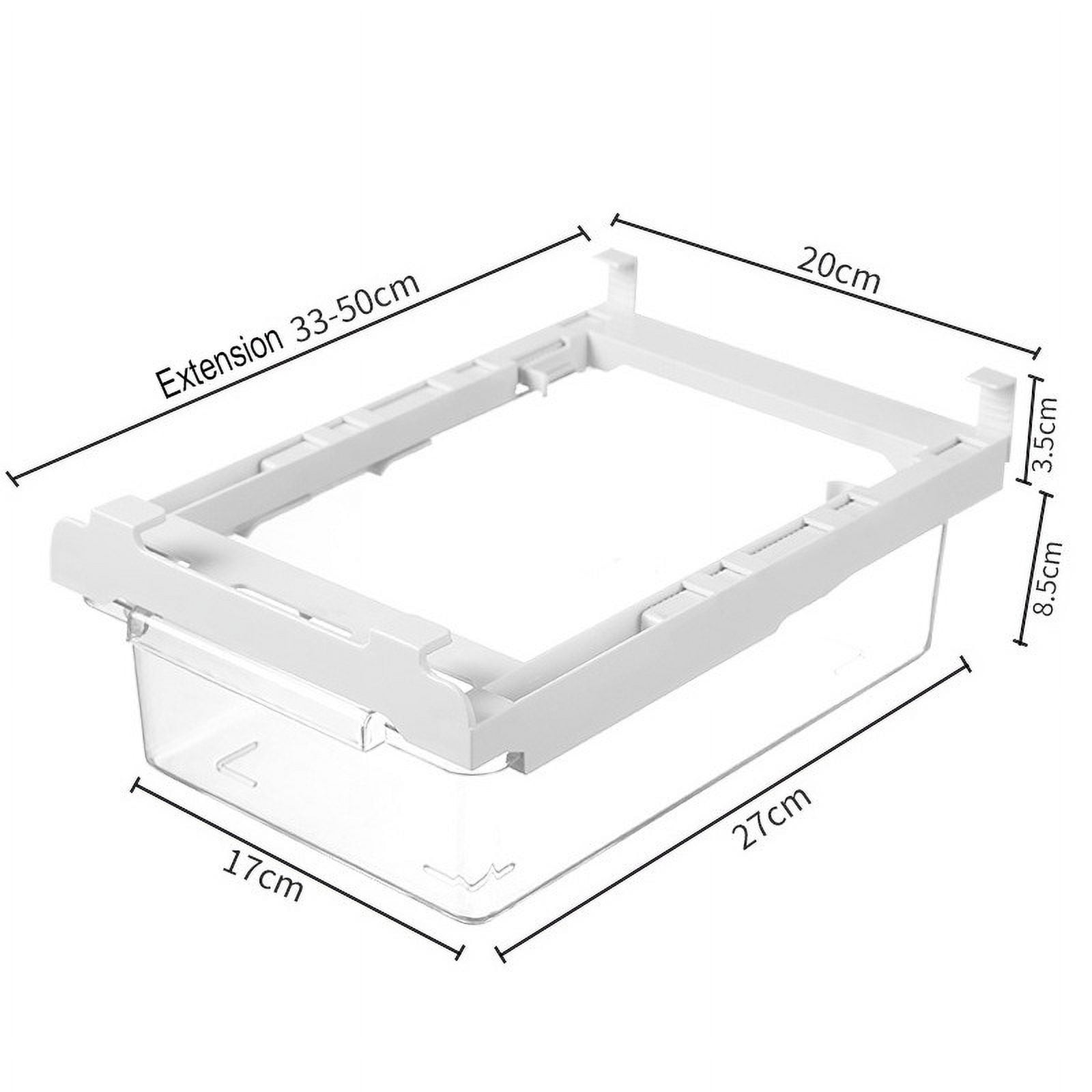 Refrigerator Pull Out Bin,Snap On Drawer Fridge Mate,Fridge Storage Box/Drawers/Rack, Refrigerator Bin Home Organizer for Fridge Shelf Thickness Under 0.6"
