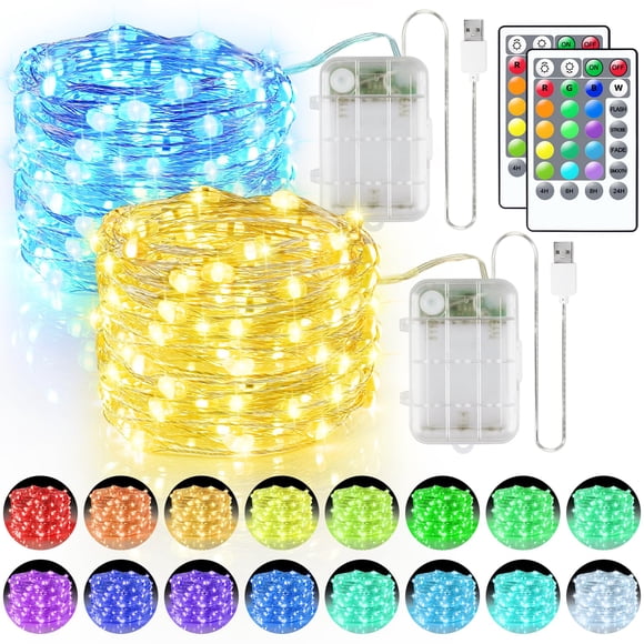 Cadena de luces StarryEver, 20 m, 200 LED, 16 colores, mando a distancia