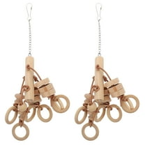 HERFIER 2pcs Wooden Parrot Chewing Toy for Bird Cage