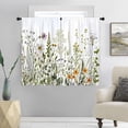 thumbnail image 3 of Spring Wildflower Kitchen Curtain 27.5W X 39L Inch 2 Panels Green Leaves Small Short Cafe Tier Window Treatment Drapes Summer Spring Plant Floral Botanical Country Flower Bathroom Home Decor, 3 of 6