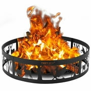 36" Metal Fire Pit Ring Deer w/Extra Poker Bonfire Liner for Campfire