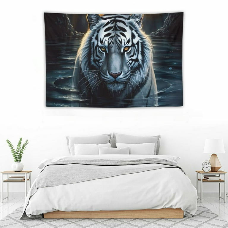 BCIIG Psychedelic Tiger Tapestry Animal Jungle Tapestry Wall Hanging Black Cave Wildlife Tapestry Trippy Space Tiger Black Light Poster Tapestry Bedroom Living Room Dormitory Wall Art 60X40 Walmart ...