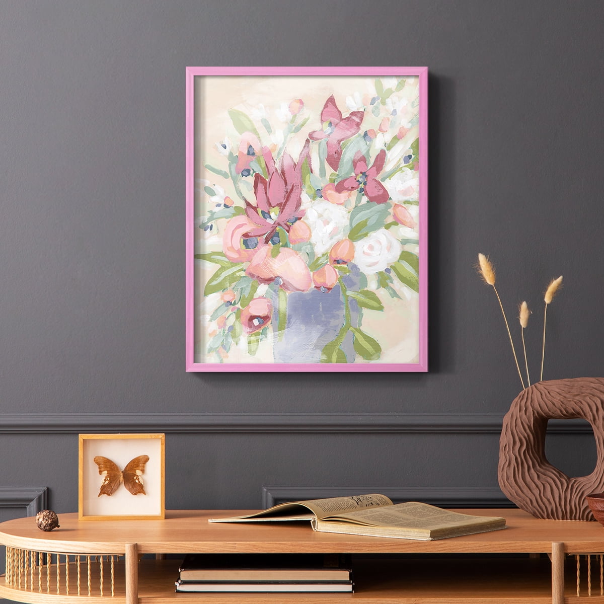 Blush Array I Framed Print in Pink Solid Wood Framed Print No Nail Hanging