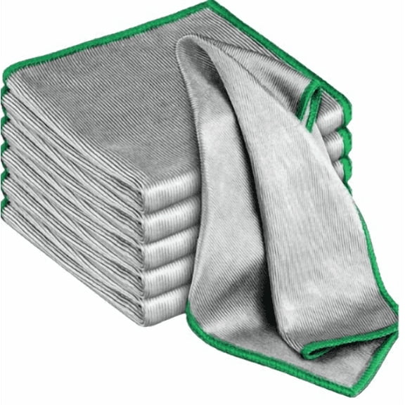 12 Pack 320GSM Lint Free Microfiber Cleaning Cloths, Reusable Towels for Window, Windshield, Lens, Mirror & Silver Polishing, 11.81"x 11.81"