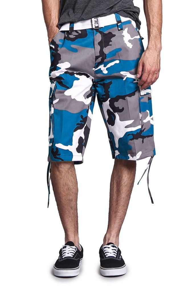 Gstyle USA Men's Belted Camo Cargo Shorts 9AP10 TEAL CAMO 54