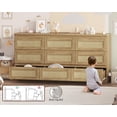 thumbnail image 5 of Rattan Dresser for Bedroom, 9 Drawer Dresser with Charging Station, Farmhouse Wood Chest of Drawer with Strong Base, Storage Organizer for Living Room, Hallway, Natural, 5 of 7