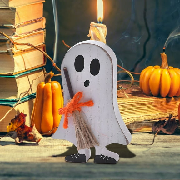 weibbin Halloween Tiered Tray Decor Cute Ghost Tray Decorations Halloween Wooden Signs Farm House Rustic Decoration for Home Table Party Supplies