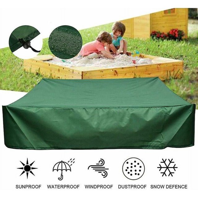 Sandbox Tarpaulin Cover Waterproof UV Protection for Oxford Sandbox with Drawstring-Green(120x120 cm)
