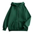 thumbnail image 4 of Zipper Hoodies For Women Trendy Y2K Long Sleeve Sweatshirts Fall Oversized Jackets Winter Clothes With Pockets Dark Green 2XL, 4 of 4