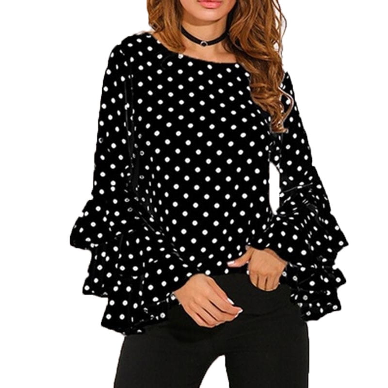 black and white polka dot blouse plus size