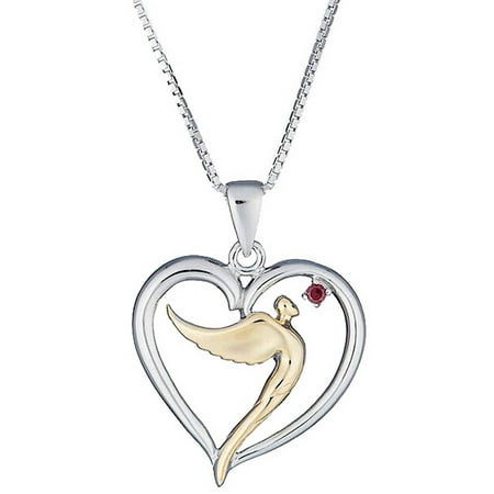 Lavaggi Jewelry Sterling Silver Soaring Gold-Plated Inspirational Angel Heart Necklace, 18 Chain, 925 Designer