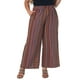 thumbnail image 1 of Pantalones Palazzo de Talla Grande para Mujer Agnes Orinda, Rayas Boho, Pantalones de Pierna Ancha, Estilo Paper Bag, Casual de Playa, Verano, Talla 3X, Rojo Marrón, 1 of 6