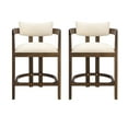thumbnail image 2 of Corlas 26" Seat Height Medieval Modern Fabric Upholstered Counter Stools with Footrest, Rubber Wood Frame, Walnut+Beige, Set of 2, 2 of 14