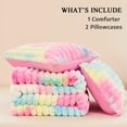thumbnail image 6 of ZRNBAST Fluffy Ribbed Plush Comforter Set Twin 3-Piece Pink Faux Fur Fleece Bedding Set Tie-dye Rainbow Soft Luxury Fuzzy Heavy Bed Set with 2 Pillowcases(Rainbow,Twin), 6 of 7