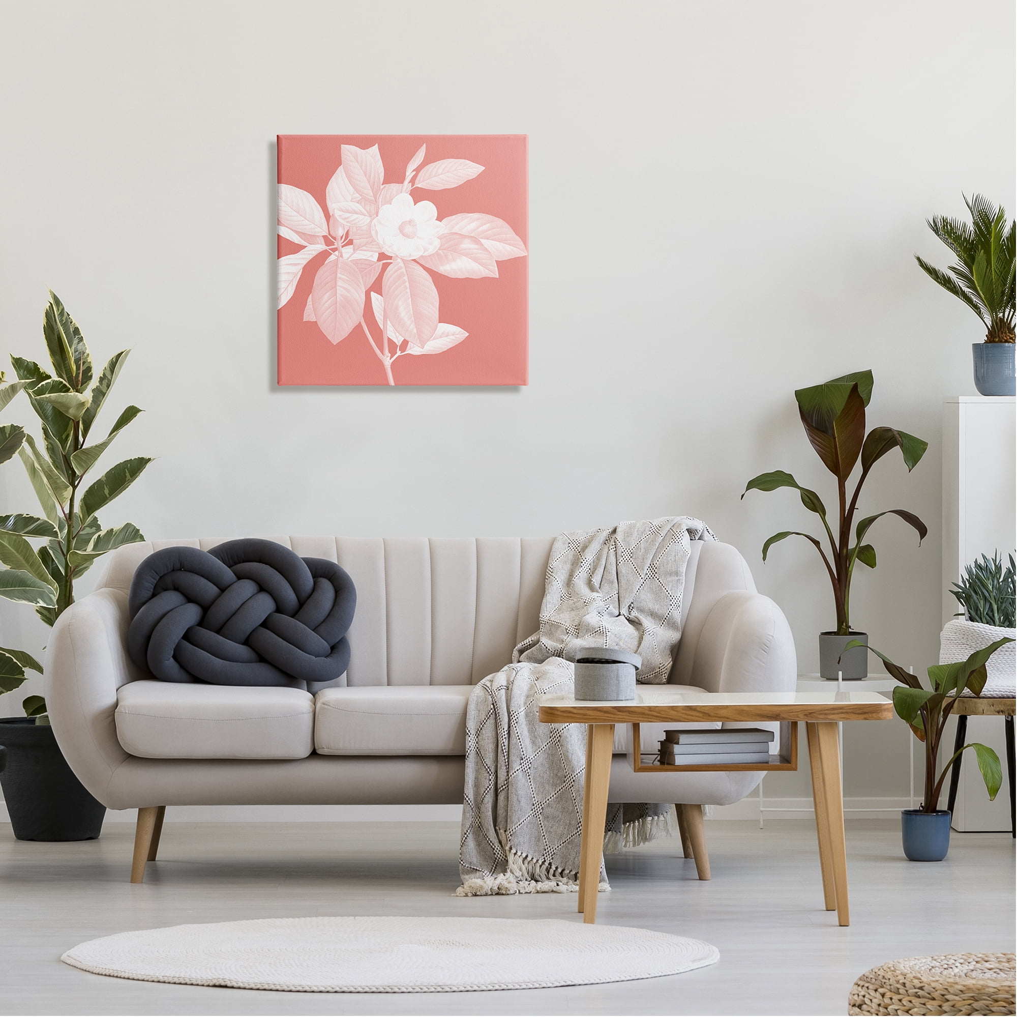 Stupell Industries Pink & White Floral Botanical & Floral Painting Gallery Wrapped Canvas Art Print Wall Art, 24 x 24