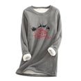 thumbnail image 2 of Tenues d'Hiver pour Femmes, Mode Décontractée d'Hiver, Pull à Manches Longues, Col Rond, Imprimé de Noël, sous-Couche en Peluche Chaude, Tenues de Gym pour Femmes en Liquidation, 2 of 5