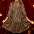 thumbnail image 6 of LEKWK Sequin Cardigan Jacket Women Open Front Sparkly 3/4 Sleeve Coat Elegant Evening Party Wedding Guest Dressy Fall Outerwear Yellow L, 6 of 8