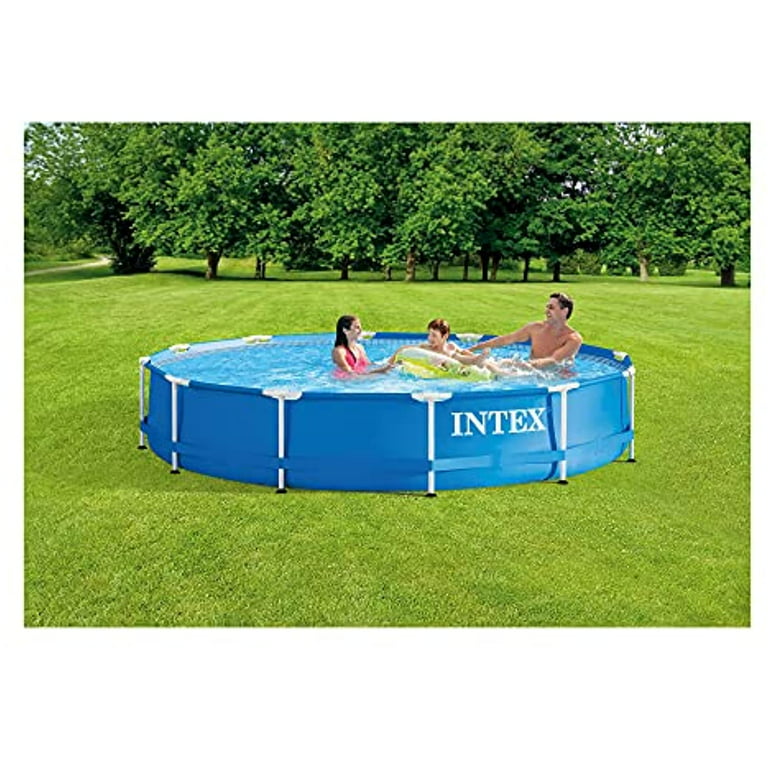 Intex 12 Ft x 30 Inches Metal Frame Set Above Ground Swimming Pool with  Filter & Cover 